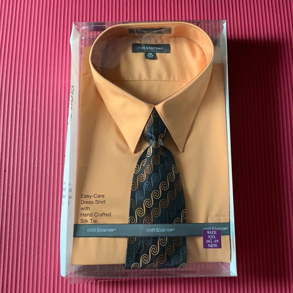 ❤️HP!❤️ Orange Dress Shirt w/Silk Tie